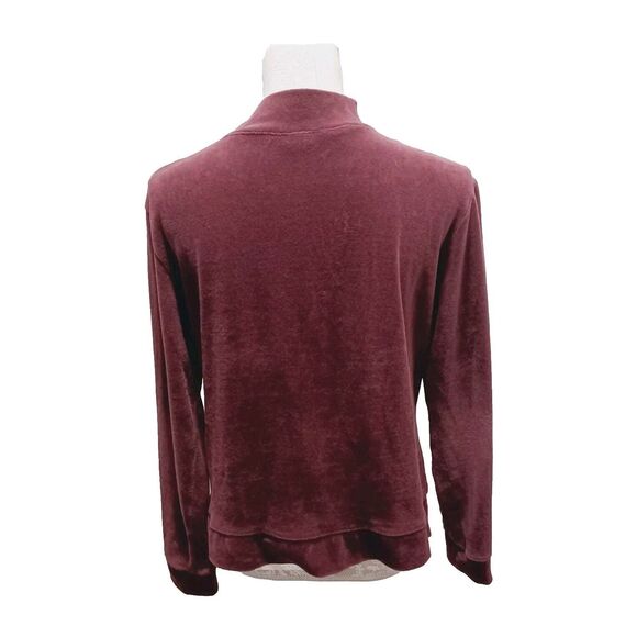 bobbie brooks Burgundy Velour  Full Zip-up Jacket Women's Size Large - Picture 2 of 6
